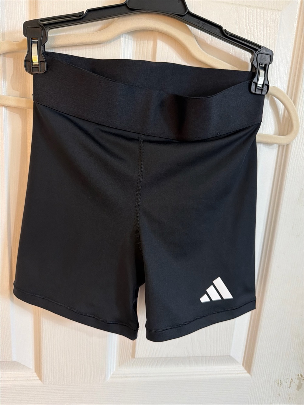adidas Black Women's High-Rise Bike Shorts with White Logo